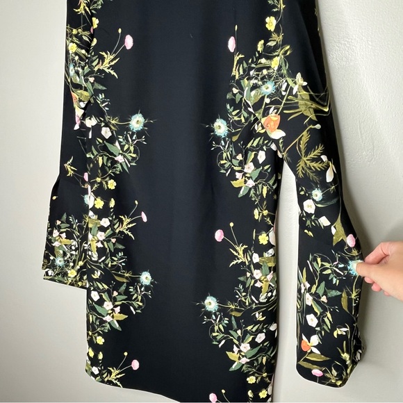 RACHEL Rachael Roy Floral Print Shift Long Sleeve Mid-Length Dress - Picture 4 of 12
